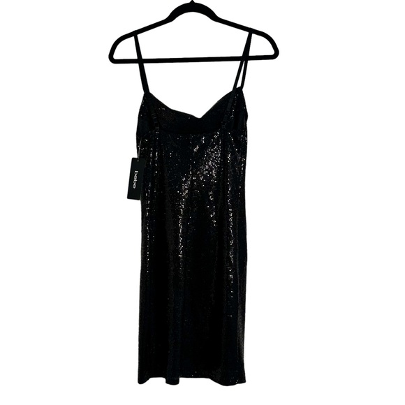 NWT Bebe Black Cowl Sequin Mini Dress, Size S - Picture 6 of 11